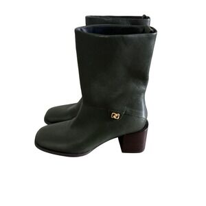 Aerosoles Women's Green Leather Square Toe Block Heel Boot‎ Size 6